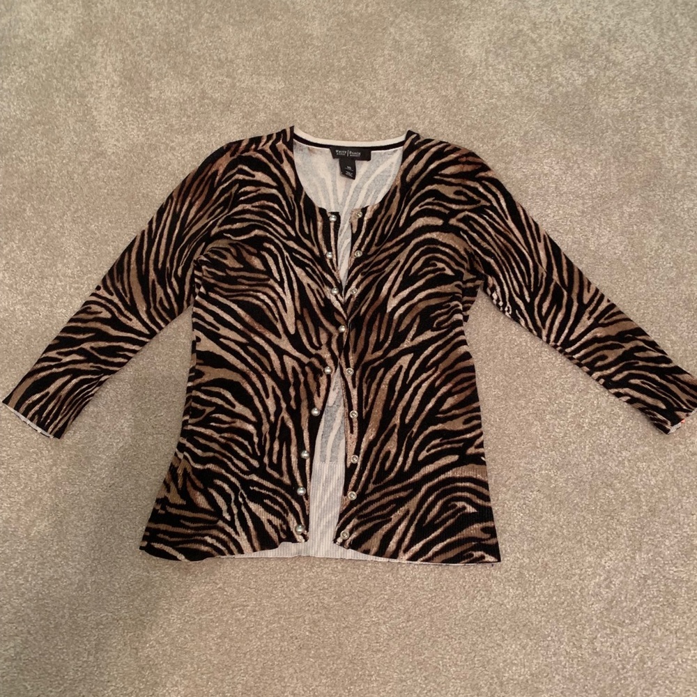 White House black market tiger print cardigan